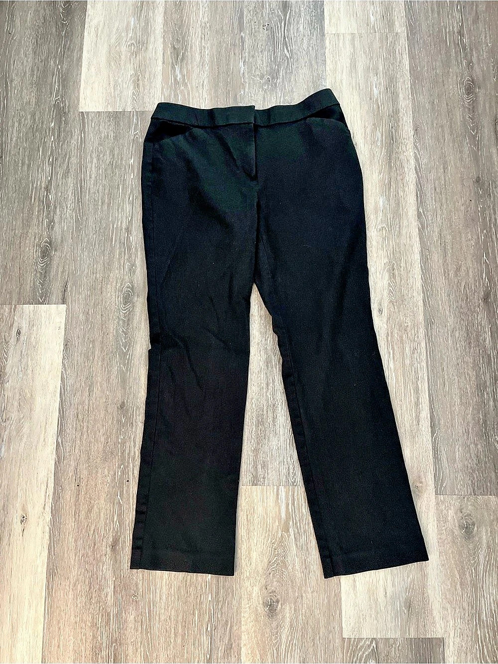 Chico’s Womens Dress Pants Size 6 0.5R Black Stretch Straight Leg Cotton Blend